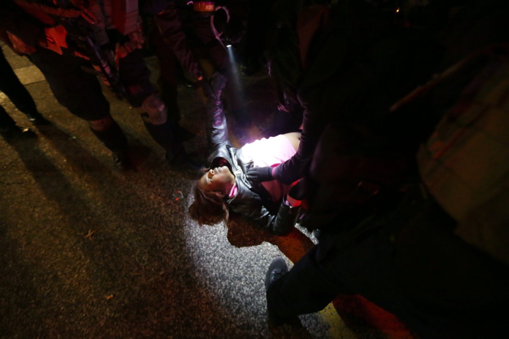 St. Louis County Police respond to crowds after grand jury announcement